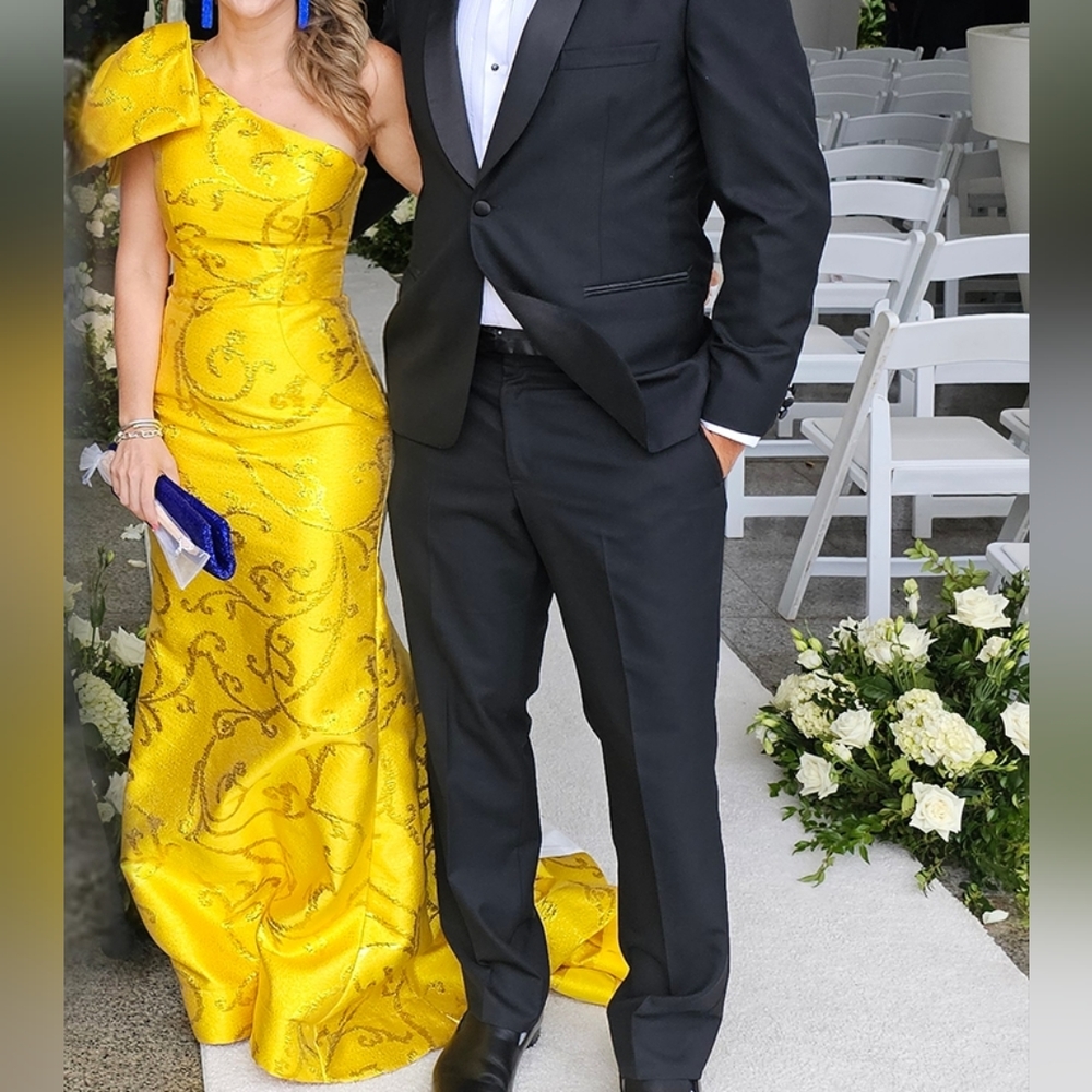 Jovani yellow one shoulder dress 23742